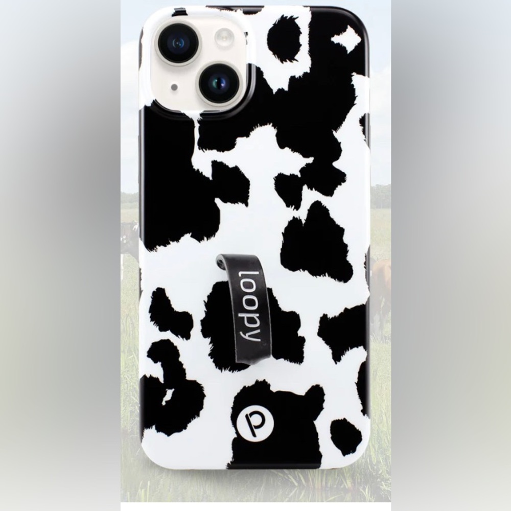 Cow Print Loopy Phone Case IPhone 14 PLUS extra loops included